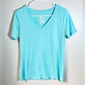 Nike Dri Fit V-Neck Athletic T-Shirt Size: Large | Turquoise Blue Gym